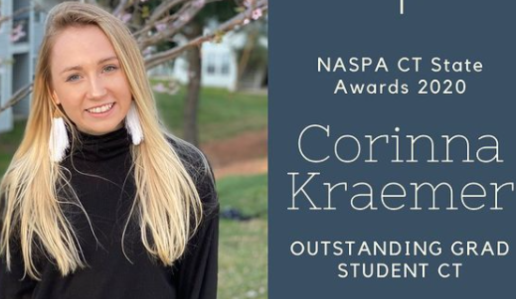 Springfield College graduate student Corinna Kraemer has been named both the New England College Personnel Association (NECPA) Graduate Student of the Year for 2020, and she also was named the National Association for Student Affairs Administrators in Higher Education (NASPA-CT) Graduate Student of the Year Award Winner. Kraemer is an recent alumnae of the Springfield College Student Affairs Administration Program, and she currently serves as an academic advisor at Goodwin University in Connecticut.