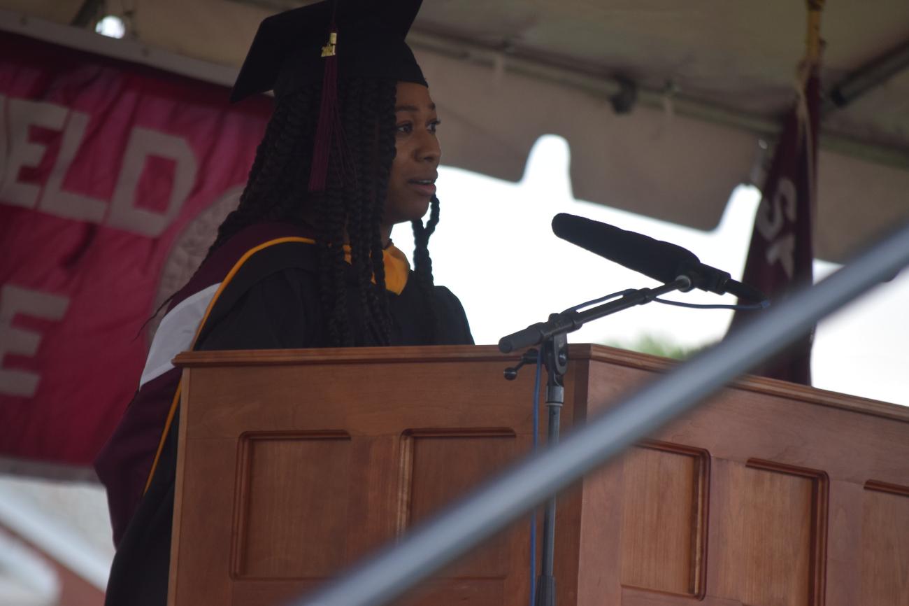 Springfield College continued its second day of the 2021 Commencement Weekend ceremonies with the Graduate Ceremony for the School of Social Work and Behavioral Sciences taking place Sunday afternoon on Stagg Field. A total of 174 students were celebrated as part of the ceremony.