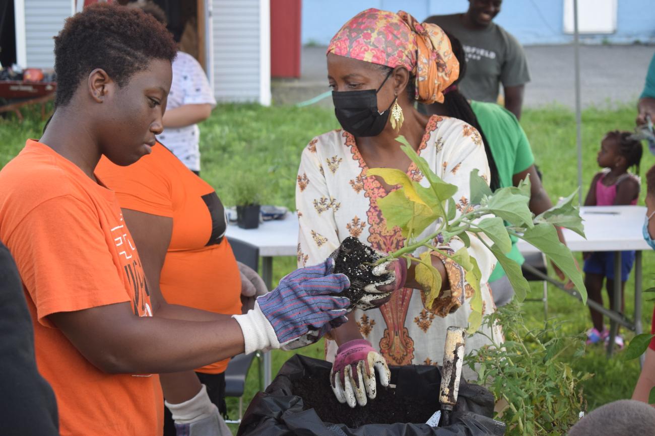 Most recently, in partnership with the Northeast Organic Farming Association and Sister Anna Muhammad, the Center hosted a community gardening event where surrounding neighbors could learn how to grow and harvest fresh produce