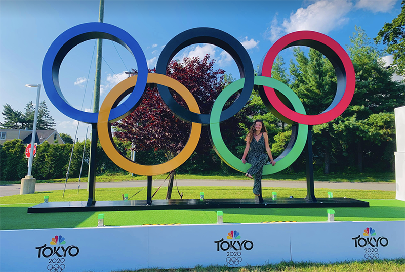 Gabby Guerard '20 recently completed her Olympic responsibilities at the NBC Sports Group headquarters in Stamford, Ct. 