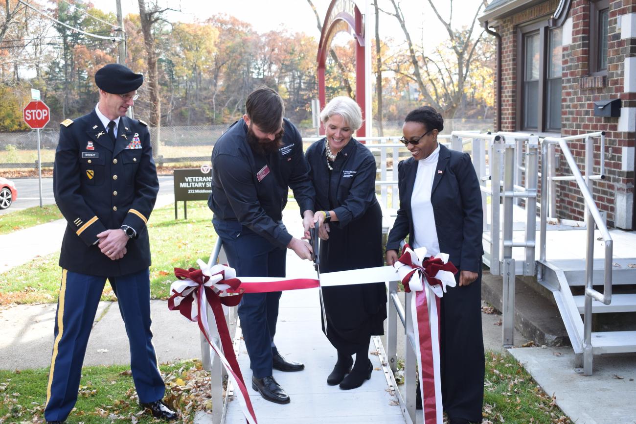 Springfield College officially opened its Veterans and Military Services Center as part of a Veterans Day Observance Ceremony on Thursday, Nov. 11. The new Springfield College Veterans and Military Services Center is located at 727 Middlesex Street, corner of Alden Street and Middlesex Street near the Springfield College archway.