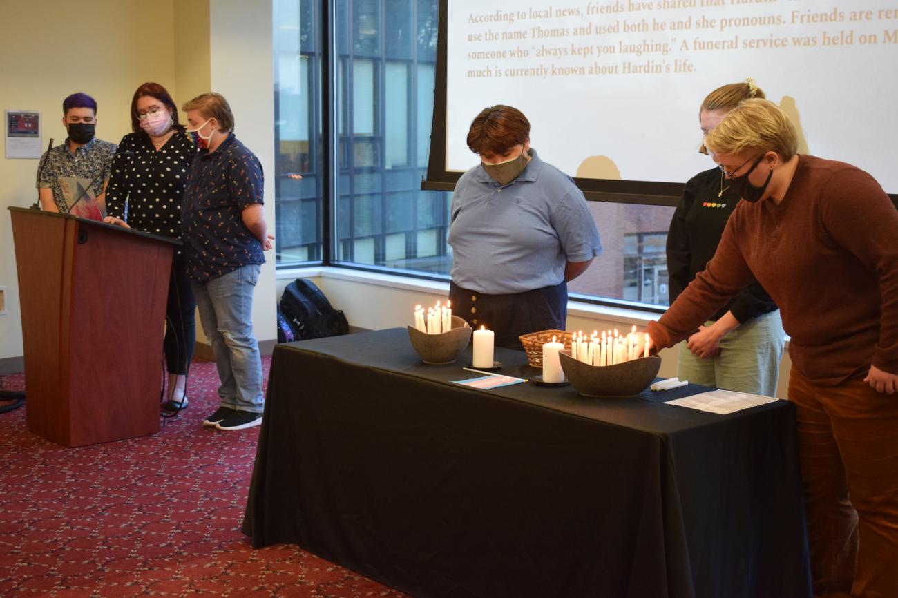 Springfield College All-College Gender & Sexuality Alliance (GSA) and Spiritual Life hosted its Transgender Day of Remembrance ceremony on Nov. 18 inside the Campus Union.