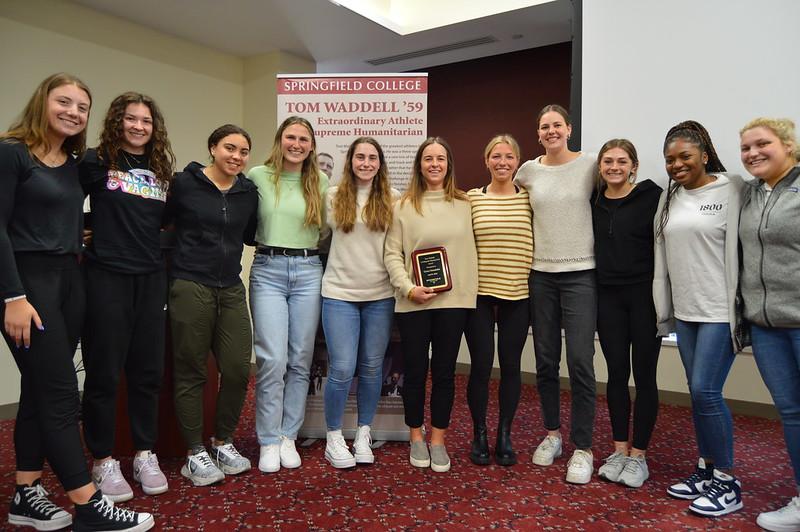 Following Kelton’s presentation, Springfield College student-athlete and a member of the Class of 2022, Grace Dzindolet, was recognized with the Tom Waddell Leveling the Playing Field Award.