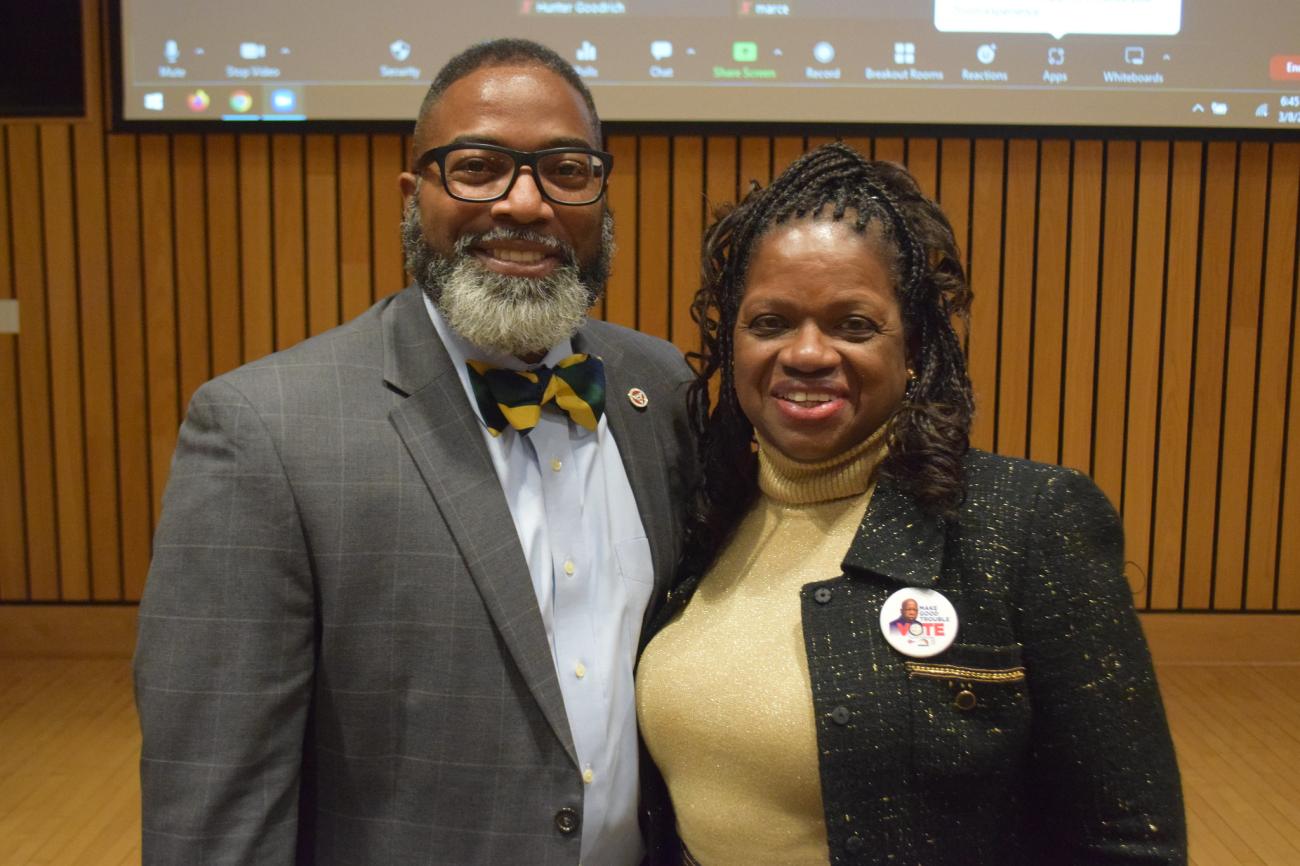 Springfield College Vice President for Inclusion and Community Engagement Calvin Hill, left, and Barbara R. Arnwine, Esq.