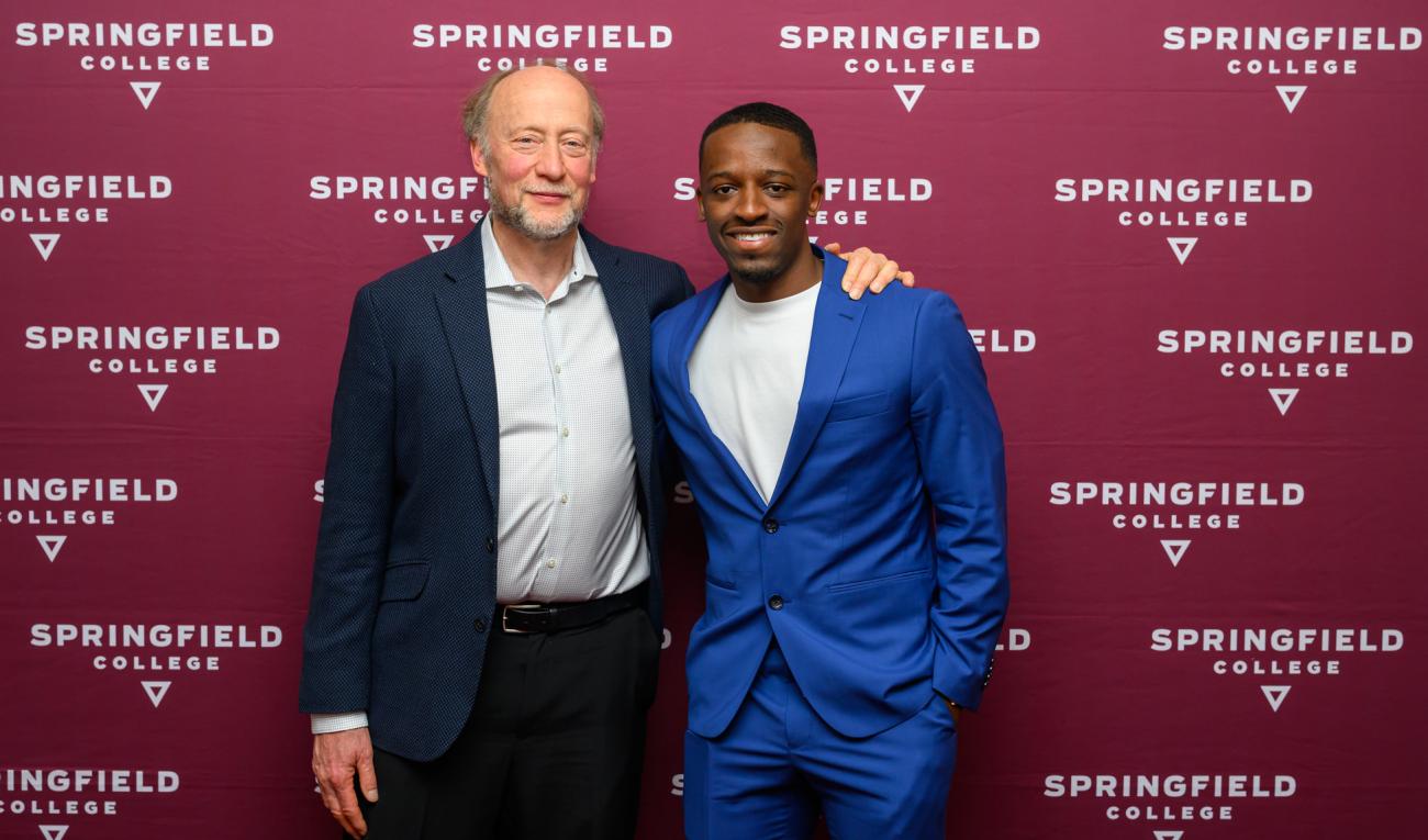 Springfield College alumnus Kris Rhim ’21 returned home to the campus on Friday, April 11, 2025, as the featured guest during the 10th annual Tom Waddell Symposium for Sports and Values.