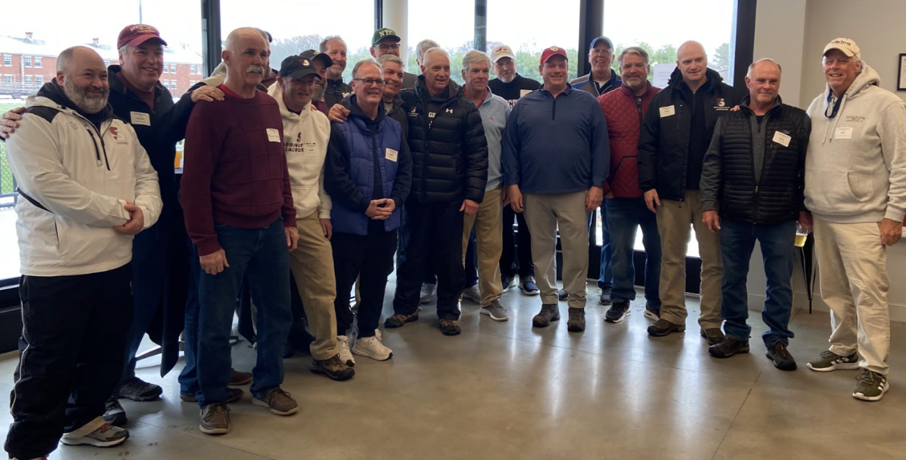 Springfield College Men's Lacrosse alumni back to campus. Hosted at the new Bugbee Family Pavilion at Stagg Field.