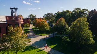 A drone shot of the Springfield College campus