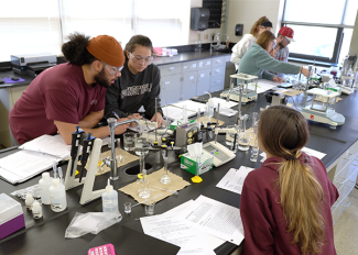 students in chemistry lab session