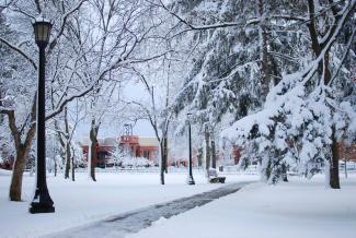 Student Bryttnie Thomas captured this stunning photo of the Flynn Campus Union on a snowy day