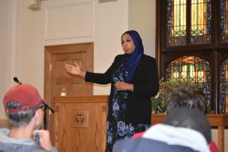 Springfield College welcomed Tahirah Amatul-Wadud to the campus on Monday, Oct. 15, in the Marsh Memorial Chapel.