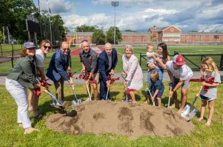 As part of Reunion Weekend 2023 festivities, the Springfield College campus community came together on Saturday, June 10 to officially break ground on the Bugbee Family Pavilion at Stagg Field.