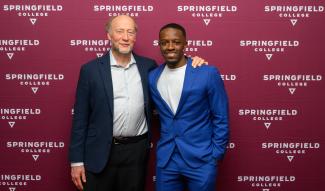 Springfield College alumnus Kris Rhim ’21 returned home to the campus on Friday, April 11, 2025, as the featured guest during the 10th annual Tom Waddell Symposium for Sports and Values.