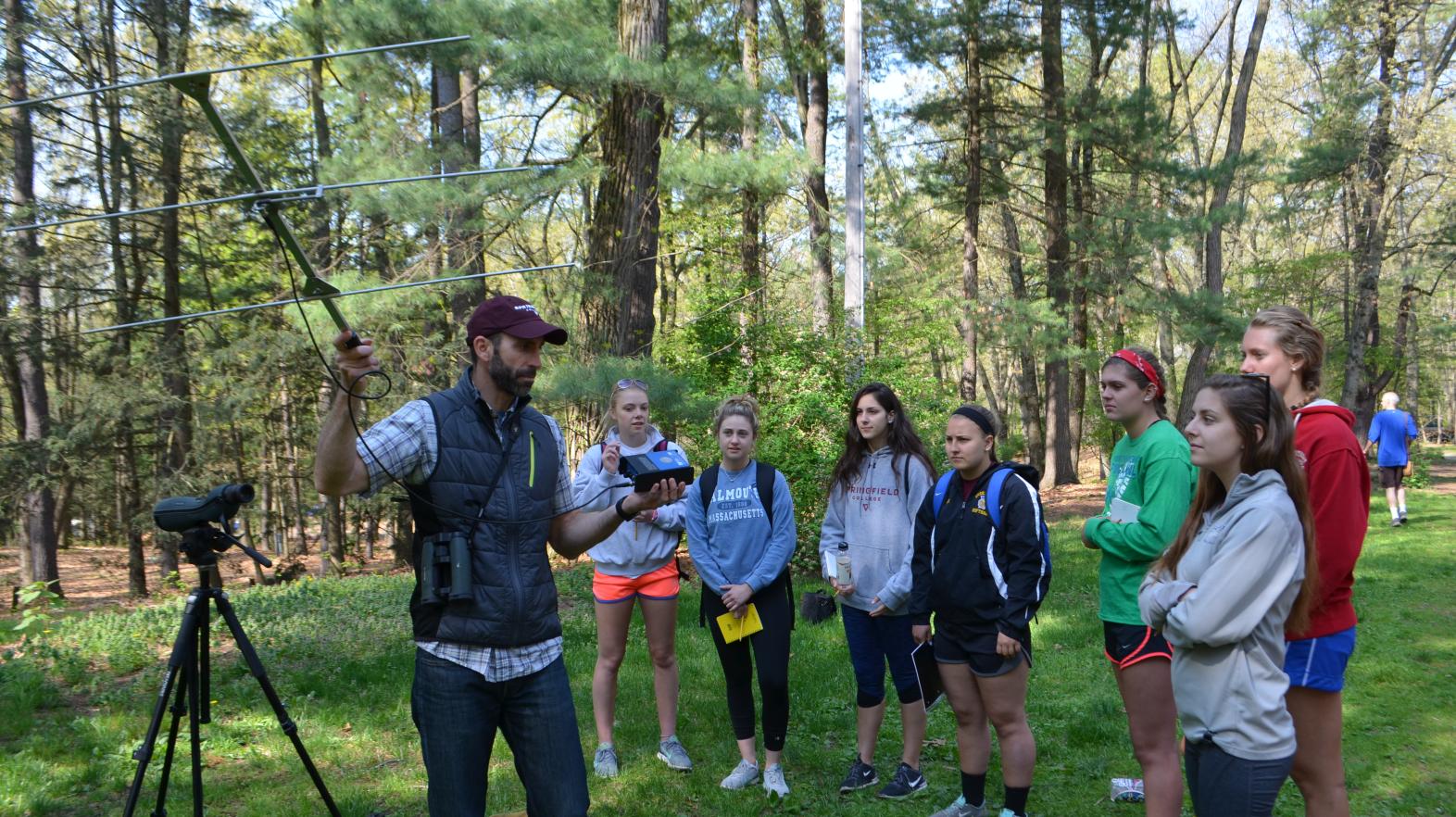 Professor Justin Compton speaks to his environmental education class students at East Campus