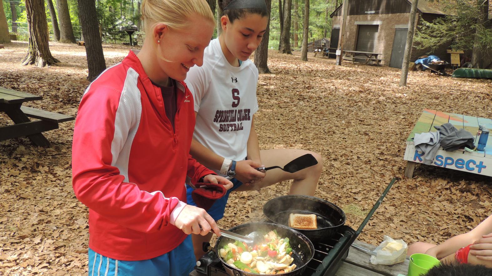 Students learn to cook and prepare their own meals during Outdoor Pursuits at Springfield College