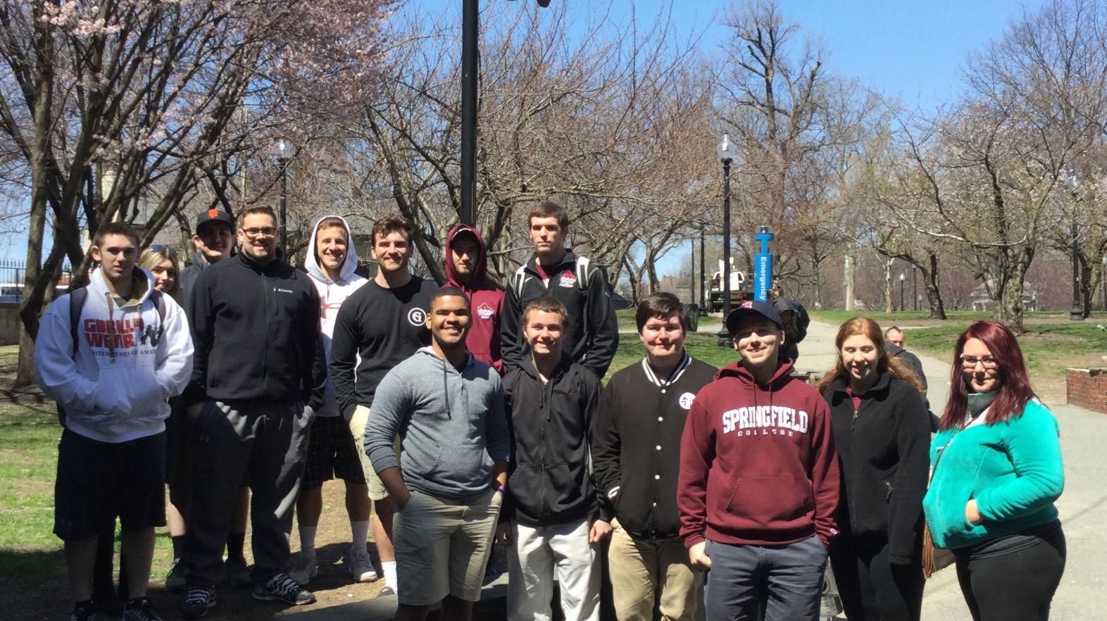 Students visit Civil War monuments during a field trip to Boston.