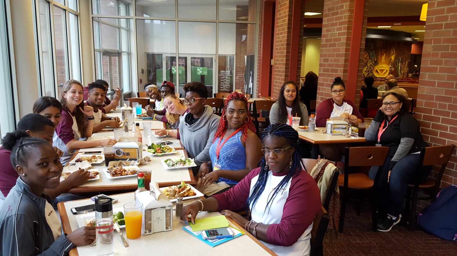 Cultural Connections students have lunch in Cheney at Springfield College