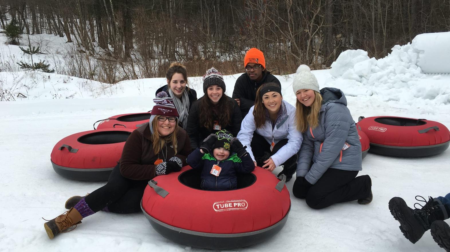 Springfield College students go snow tubing as part of the Office of Student Activities Events
