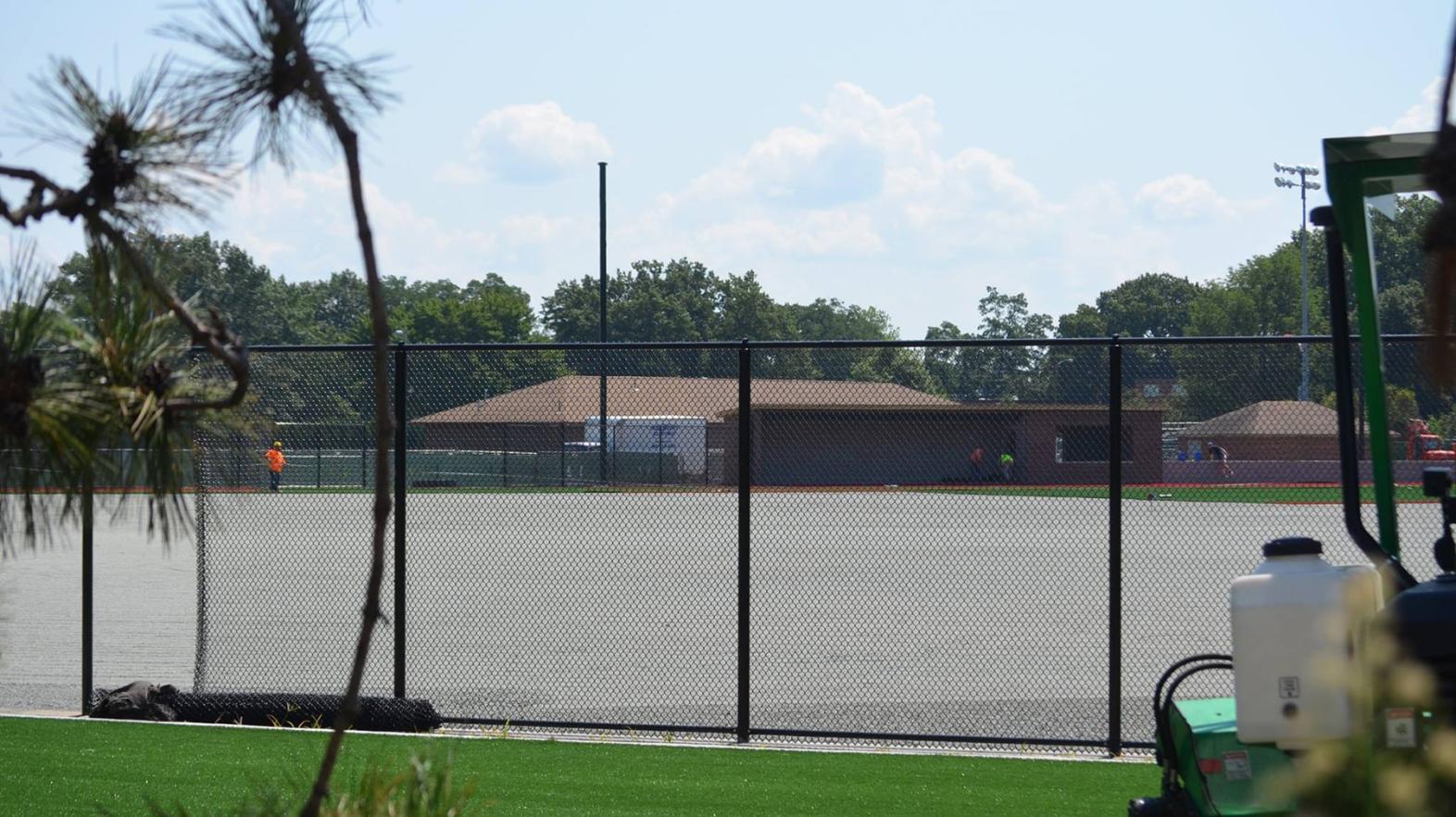 A view of the field before the turf is laid. 