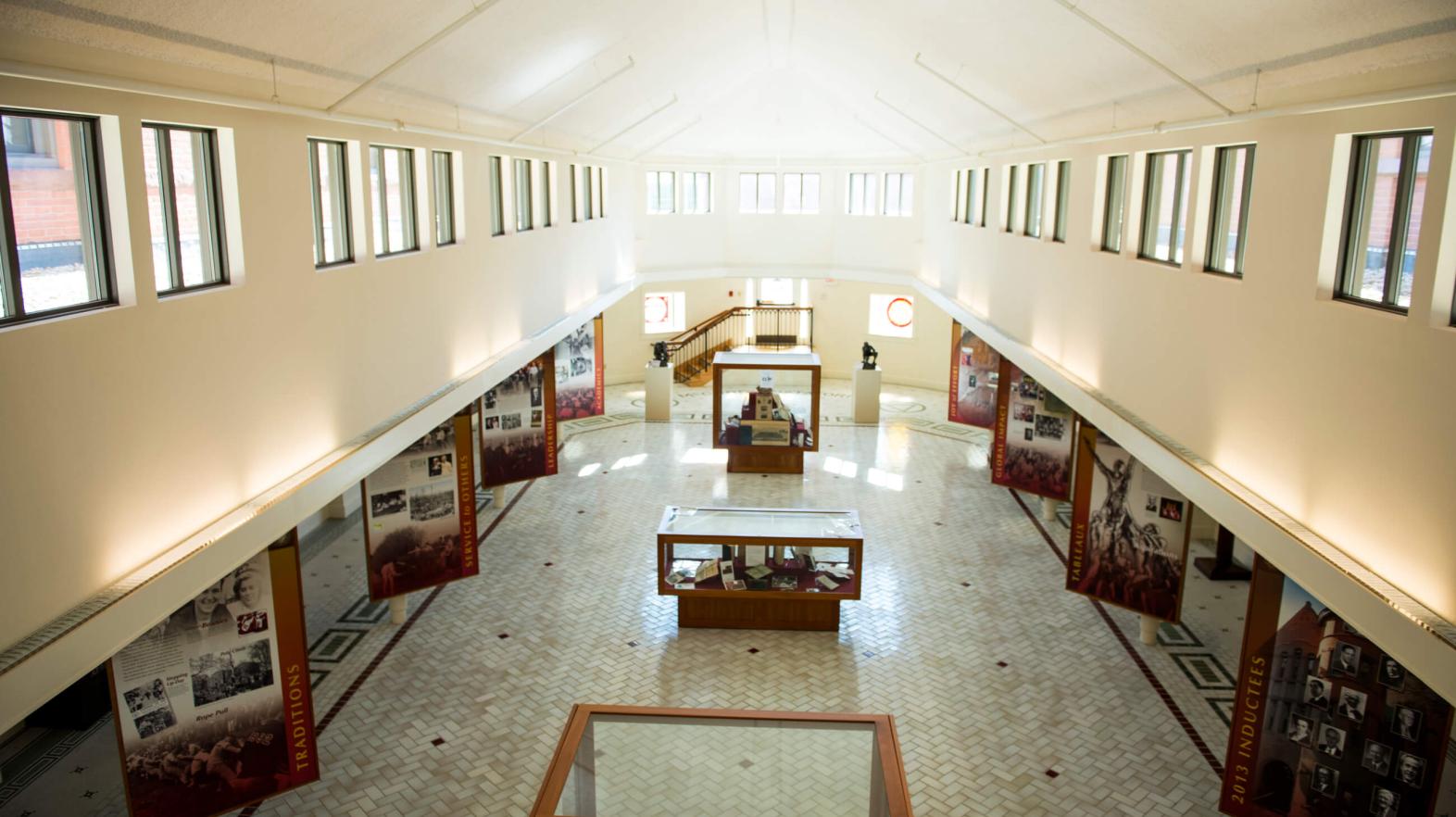 Looking out over the Springfield College Museum in Judd Gymnasia.