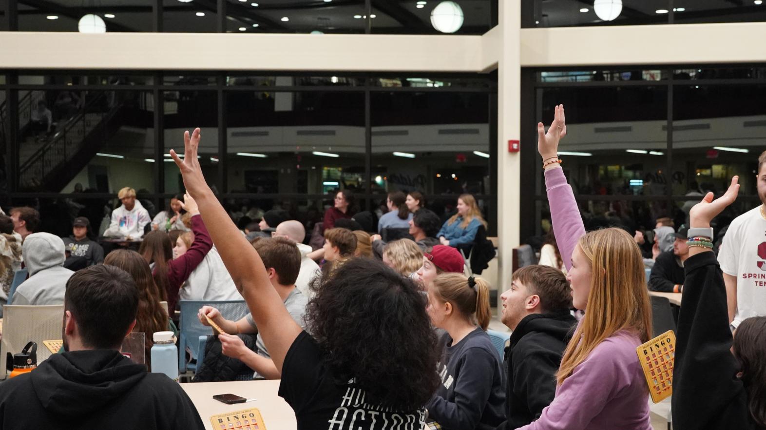 Students at late night programming playing bingo