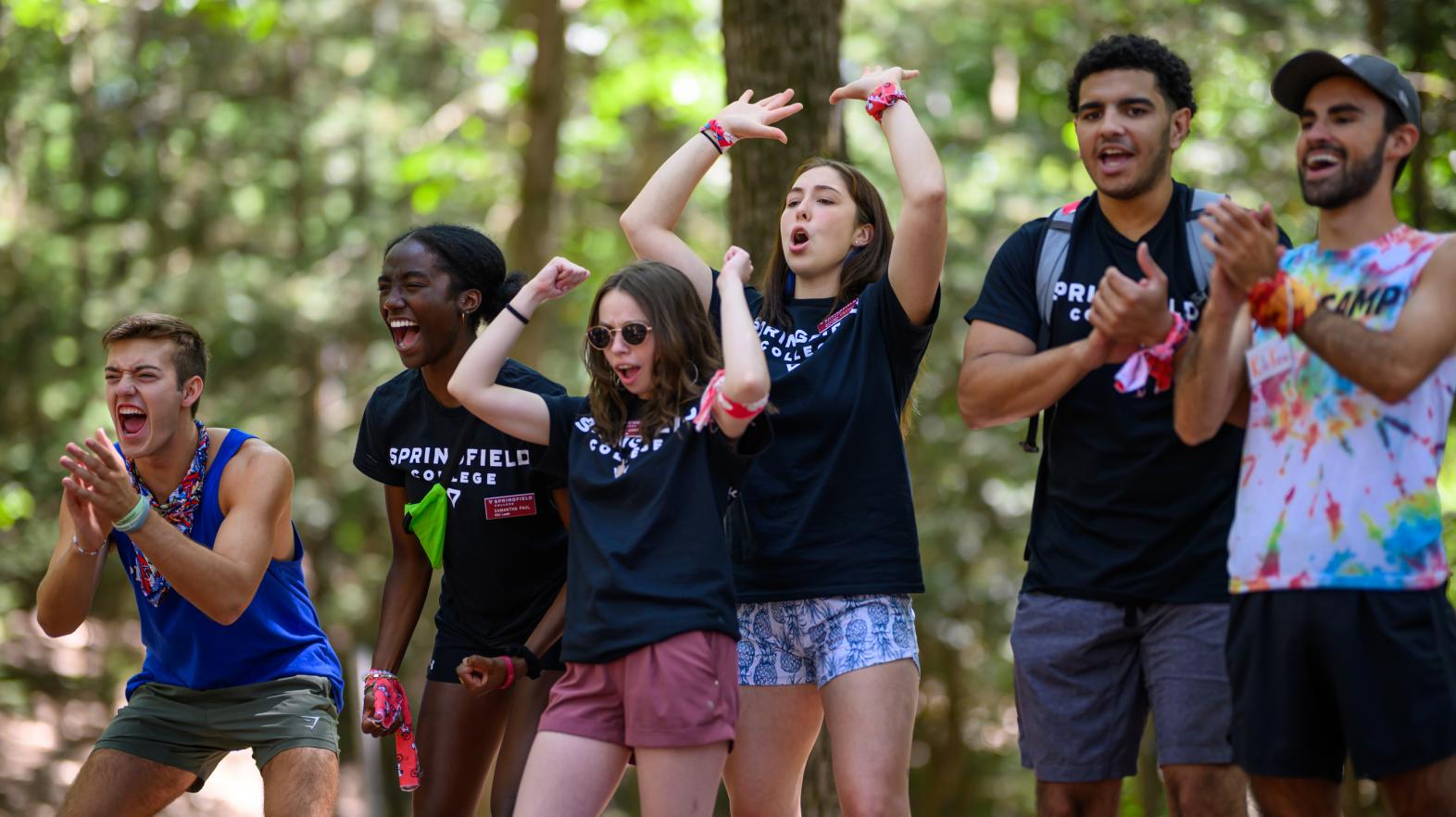 Springfield College Pre-Camp leaders help greet incoming students on campus prior to move-in day