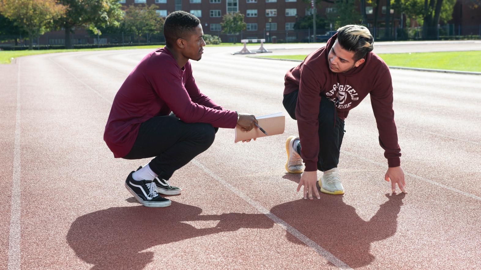 Springfield College sport psychology faculty and students on the Blake Track on Thursday, October 29, 2021.