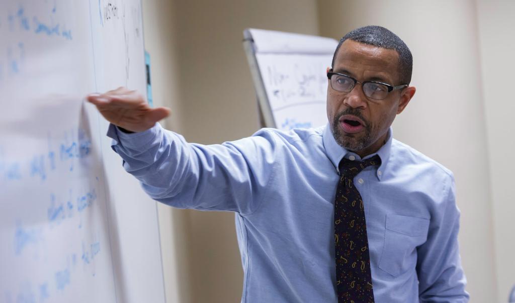 Adjunct faculty member teaching a class