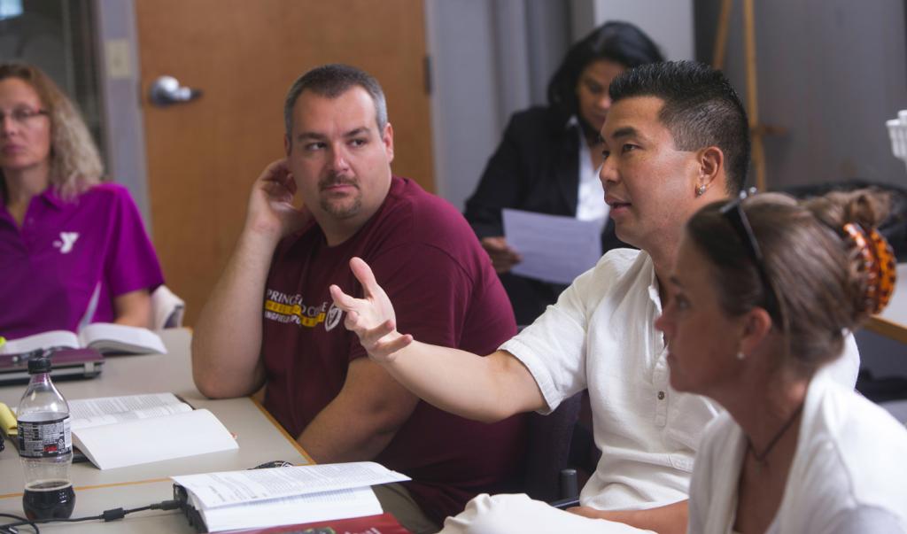 Student speaking in class discussion