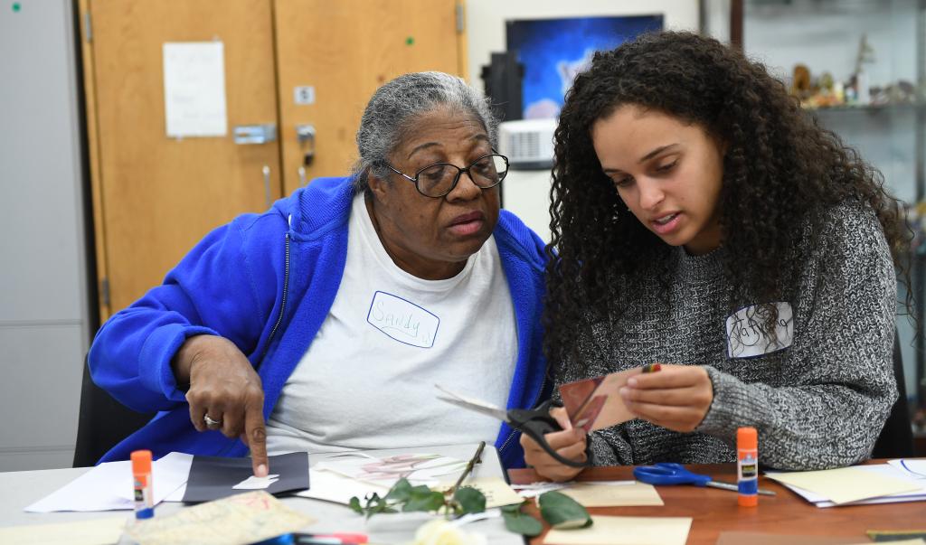 Springfield College art therapy students working on an art project