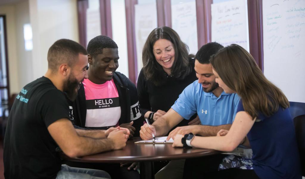 Springfield College Student Affairs Administration students working in a group