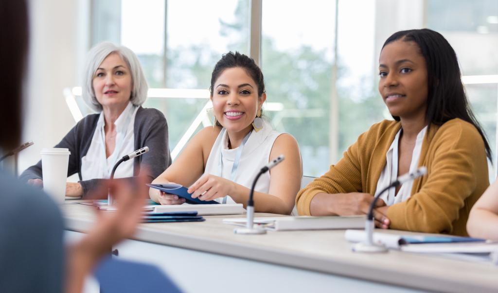 Diverse panel of women answer questions