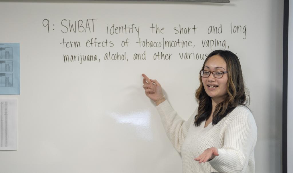 Georgia Perreault, a student in Springfield College’s online master's degree program in Health Promotion and Health Equity, teaches at Ludlow High School