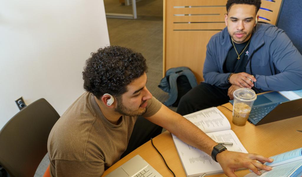 Springfield College study for finals in the Learning Commons