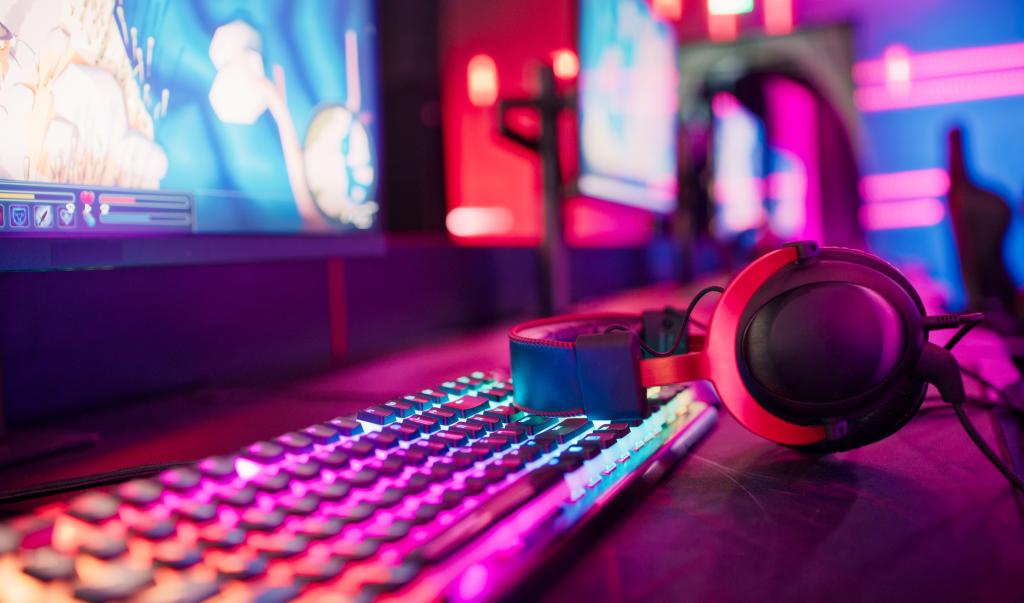 Neon computer accessories and keyboards