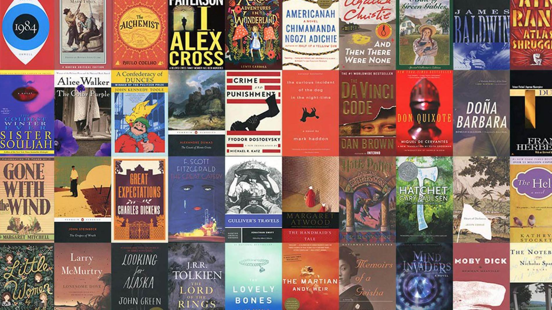 Collage of book covers from books featured in PBS' Great American Read 2018. 