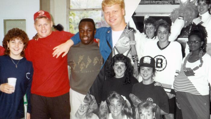 Group collage of 1991 Springfield College students