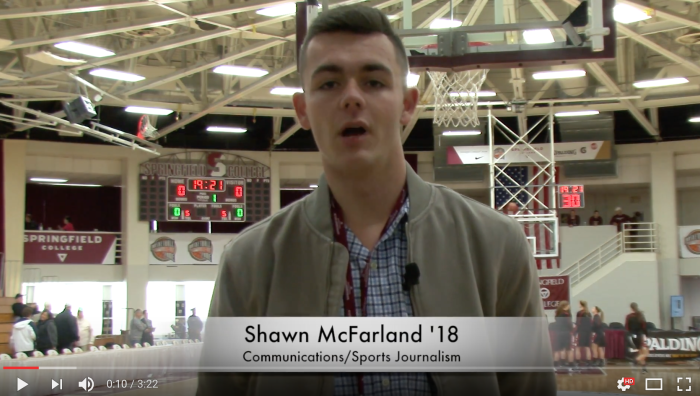 Shawn McFarland, communications and sports journalism student, talks about working at the Naismith Memorial Basketball Hall of Fame Spalding Hoophall and reporting for USA Today.