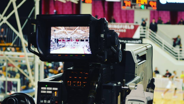 News camera at Springfield College Hoophall event