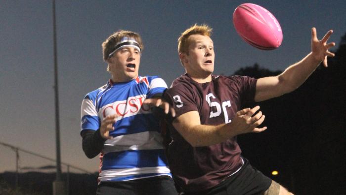 Springfield College students play rugby against CCSU