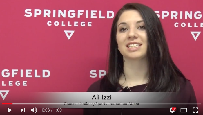 Springfield College Communications/Sports Journalism major Ali Izzi talks about how valuable it is from a student experience to have Instructor of Communications Kyle Belanger at Radio Row this week bringing PR experiences from Super Bowl preparation back to the classroom on Alden Street.