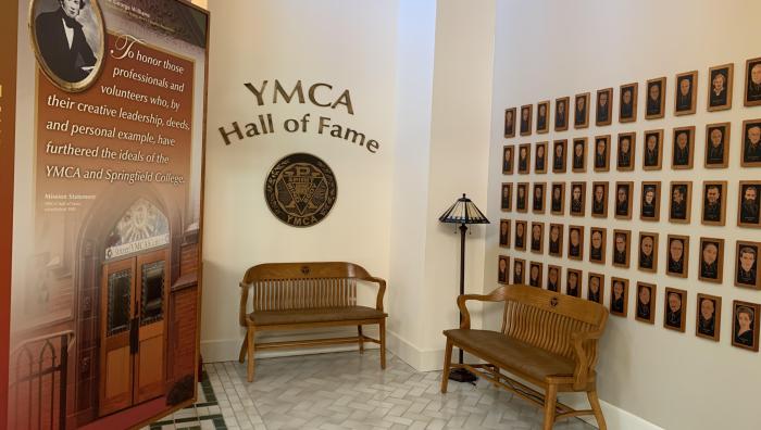 Photo of Springfield College's Y museum Hall of Fame section