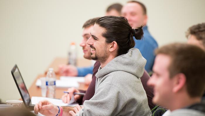 Students sitting in classroom during a class session