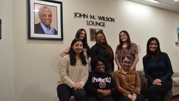 Photo showing a group outside of the office of diversity, equity, and inclusion