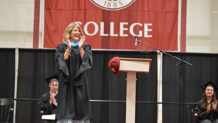 New Springfield College alumni director Deleney Magoffin ’05,G’11 had the prestigious honor of serving as the 2023 Springfield College Baccalaureate Ceremony keynote speaker during commencement weekend ceremonies on May 13, 2023.